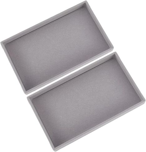 2Pcs Velvet Jewelry Organizer Trays Stackable Jewelry Drawer Inserts Bulk Dark Green Blank Stylish Organizer Trays for Ring Earring Holder Necklace Bracelet Storage Display Dish Women Adults in Saudi Arabia