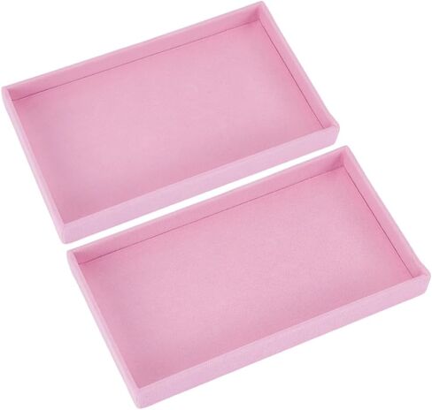 2Pcs Velvet Jewelry Organizer Trays Stackable Jewelry Drawer Inserts Bulk Dark Green Blank Stylish Organizer Trays for Ring Earring Holder Necklace Bracelet Storage Display Dish Women Adults in Saudi Arabia
