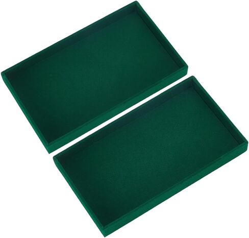 2Pcs Velvet Jewelry Organizer Trays Stackable Jewelry Drawer Inserts Bulk Dark Green Blank Stylish Organizer Trays for Ring Earring Holder Necklace Bracelet Storage Display Dish Women Adults in Saudi Arabia