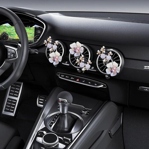 6 Pcs Bling Flower Air Vent Clips, Cute Daisy Cars Air Fresheners Vents Clips Car Diffuser Rhinestone Car sInterior Decoration Charm Diamond Cars Decor Bling Car Accessories for Women Girls in Saudi Arabia