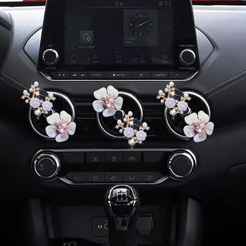 6 Pcs Bling Flower Air Vent Clips, Cute Daisy Cars Air Fresheners Vents Clips Car Diffuser Rhinestone Car sInterior Decoration Charm Diamond Cars Decor Bling Car Accessories for Women Girls in Saudi Arabia