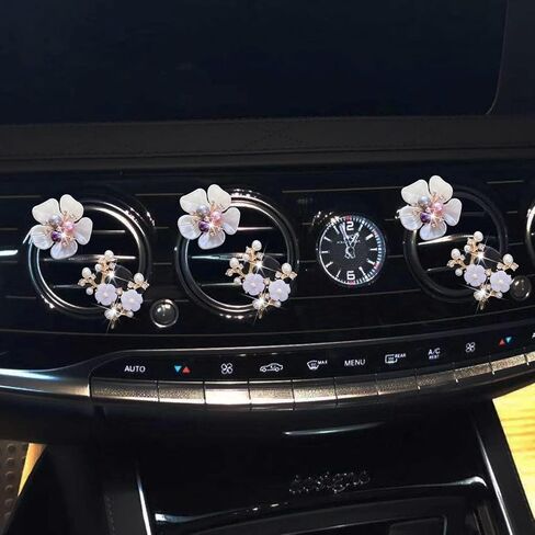 6 Pcs Bling Flower Air Vent Clips, Cute Daisy Cars Air Fresheners Vents Clips Car Diffuser Rhinestone Car sInterior Decoration Charm Diamond Cars Decor Bling Car Accessories for Women Girls in Saudi Arabia