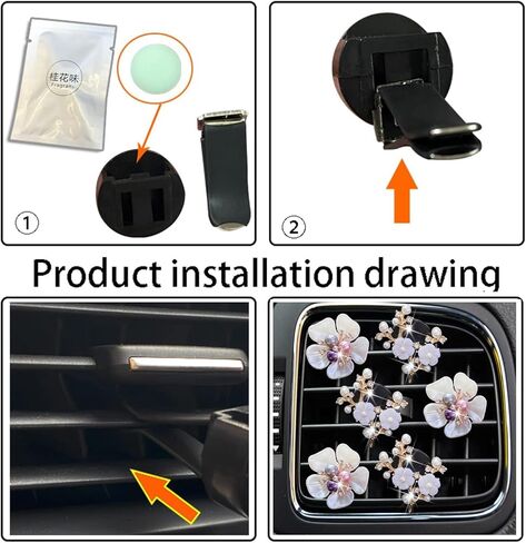 6 Pcs Bling Flower Air Vent Clips, Cute Daisy Cars Air Fresheners Vents Clips Car Diffuser Rhinestone Car sInterior Decoration Charm Diamond Cars Decor Bling Car Accessories for Women Girls in Saudi Arabia