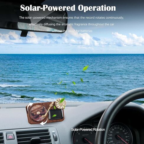 Solar Powered Rotating Record Player Car Air Freshener - Aromatherapy Diffuser for Car Interior Dashboard, Fragrant Accessories and Decoration, Ideal Music Lover Gifts in Kuwait