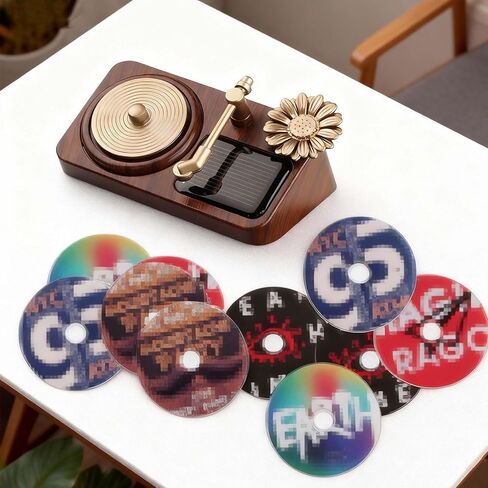 Solar Powered Rotating Record Player Car Air Freshener - Aromatherapy Diffuser for Car Interior Dashboard, Fragrant Accessories and Decoration, Ideal Music Lover Gifts in Kuwait