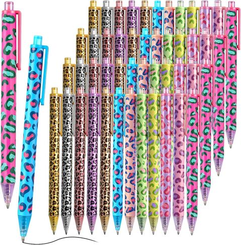 Crtiin 24 Pcs Cheetah Print Pens Bulk Leopard Colorful Ballpoint Writing Pen Office Desk Cute Accessories for Women Teacher Nurse Colleagues Cheetah Planner Journal Appreciation Gifts 12 Colors in Saudi Arabia