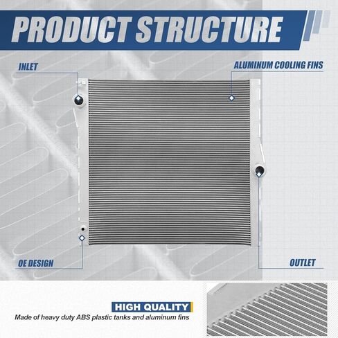 Auto Dynasty Radiator Compatible with 2007-2010 BMW X5 3.0L 4.8L, DPI 13380 Aluminum Radiator, 1-Row, Non Turbo, Natural Black/Metallic in Saudi Arabia