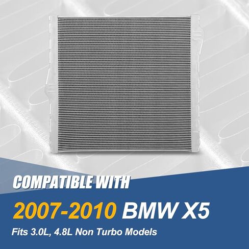 Auto Dynasty Radiator Compatible with 2007-2010 BMW X5 3.0L 4.8L, DPI 13380 Aluminum Radiator, 1-Row, Non Turbo, Natural Black/Metallic in Saudi Arabia