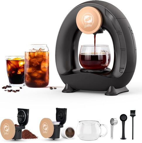 ماكينة صنع القهوة ذات الخدمة الواحدة، ماكينة قهوة MINI Q 2 في 1 الأنيقة للكبسولات والقهوة المطحونة، MA2205 (شامبانيا) in Kuwait