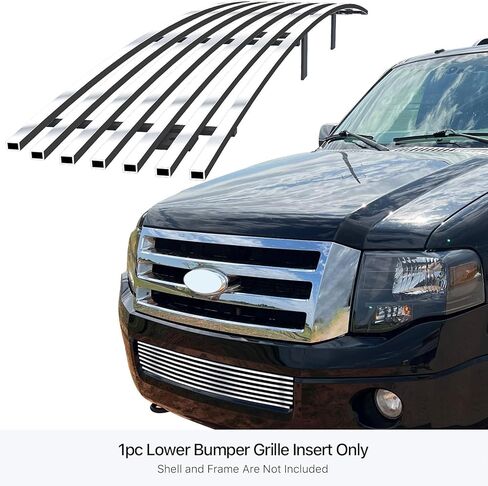 APS Compatible with Ford Expedition 2007-2014 Lower Bumper Stainless Steel Chrome 8x6 Billet Front Grill Grille Insert F65335C in Saudi Arabia