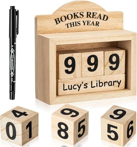 Yerliker Books Read This Year Counter Wooden Book Tracker with Marker Pen Bookshelf Decor Bookworm Gift for Readers Teachers Student Writers Library Lovers Reading Accessories in Saudi Arabia