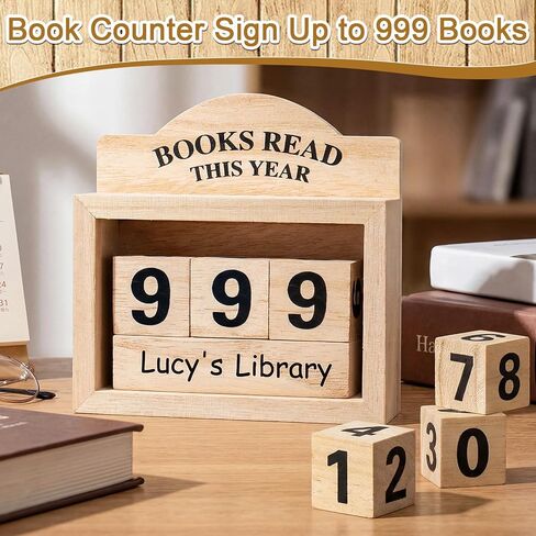 Yerliker Books Read This Year Counter Wooden Book Tracker with Marker Pen Bookshelf Decor Bookworm Gift for Readers Teachers Student Writers Library Lovers Reading Accessories in Saudi Arabia