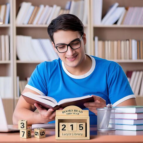 Yerliker Books Read This Year Counter Wooden Book Tracker with Marker Pen Bookshelf Decor Bookworm Gift for Readers Teachers Student Writers Library Lovers Reading Accessories in Saudi Arabia