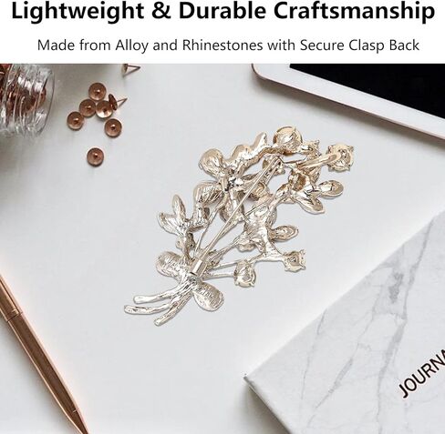 Purple Brooches for Women Vintage Flower Pin Elegant Brooch Pins for Ladies and Womens Sparkling Rhinestone Corsage for Mother Retro Floral Accessories in Kuwait