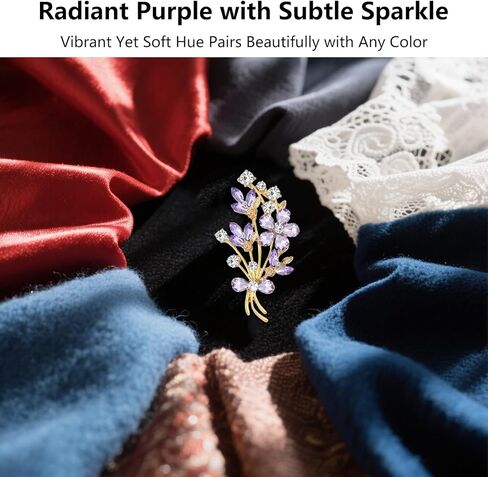 Purple Brooches for Women Vintage Flower Pin Elegant Brooch Pins for Ladies and Womens Sparkling Rhinestone Corsage for Mother Retro Floral Accessories in Kuwait