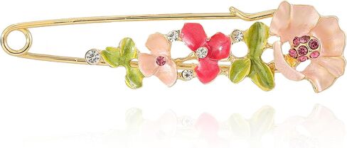 Crystal Flower Brooch Sweater Shawl Brooch Collar Safety Pin Stylish Chic Multi-colored Tulip Flower Pin Rhinestone Enamel Brooch Wedding Party Accessories Jewelry for Women in Saudi Arabia