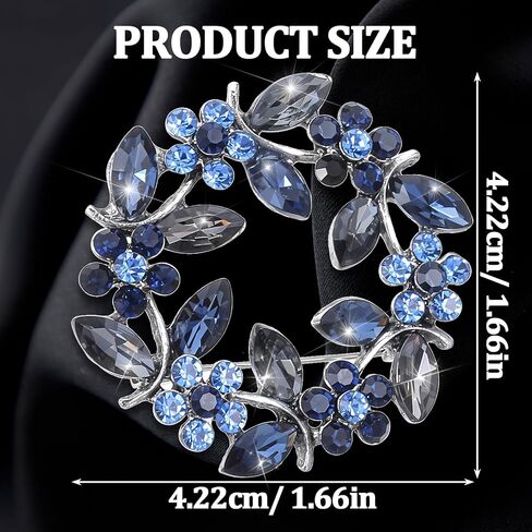 Flower Brooches for Women,Blue Wreath Brooch Pin,Crystal Pearl Flower Brooches Pins, Elegant Accessory for Weddings, Parties & Mother’s Day Gifts in Kuwait