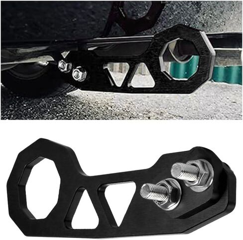 Universal Car Rear Tow Towing Hook, Aluminum Alloy Towing Hook Auto Trailer Ring, Car Rear Bumper Racing Trailer Hook, Car Decoration Accessories for Most Cars SUVs Trucks (Black) in Saudi Arabia