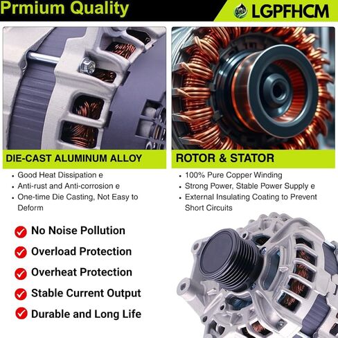 12V 190A A0009067703 Alternator for Mercedes-Benz C300 W205 2015-2018 For GLC300 C253 2016-2019 For GLC350e 2020 For Metris SC6 pulley 2018-2021 For Metris 2021 CW 4-Groove #0125812011 0125812058 in Kuwait