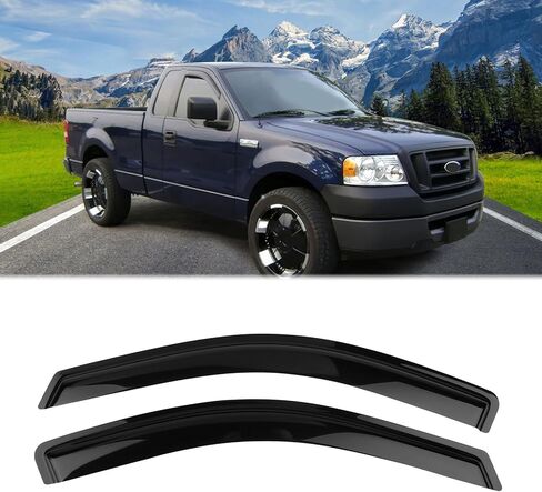 FREEMOTOR802 Tape-on Car Window Deflectors, Compatible with 2004-2008 Ford F-150 Regular Cab (Standard Cab), Dark Tinted Acrylic Rain Guards Side Window Visors Wind Deflectors, 2-Piece Set in Saudi Arabia