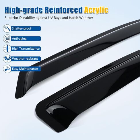 FREEMOTOR802 Tape-on Car Window Deflectors, Compatible with 2004-2008 Ford F-150 Regular Cab (Standard Cab), Dark Tinted Acrylic Rain Guards Side Window Visors Wind Deflectors, 2-Piece Set in Saudi Arabia