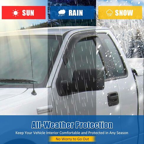 FREEMOTOR802 Tape-on Car Window Deflectors, Compatible with 2004-2008 Ford F-150 Regular Cab (Standard Cab), Dark Tinted Acrylic Rain Guards Side Window Visors Wind Deflectors, 2-Piece Set in Saudi Arabia