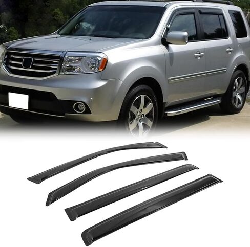 FREEMOTOR802® Tape-on Side Window Visors Wind Deflectors Rain Guards Vent Visors, Compatible with 2009-2015 Honda Pilot, Slim Style Smoke Tinted Acrylic 4 Pieces in Saudi Arabia