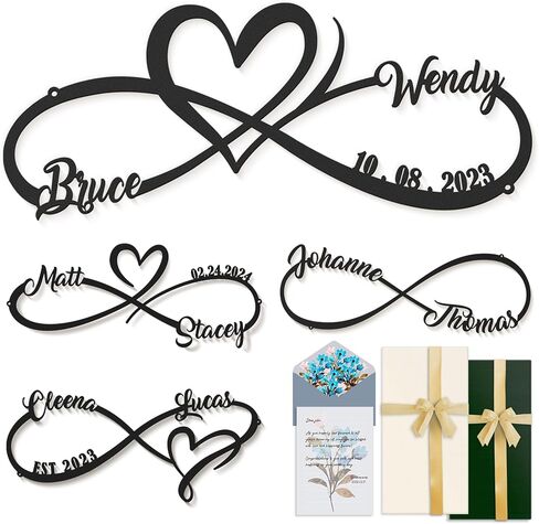 Wedding Gifts for Couples, Personalized Metal Sign With Couples Name and Date, Anniversary Valentines Day Gifts for her him Bridal Shower, Infinity Heart Wall Decor in Saudi Arabia