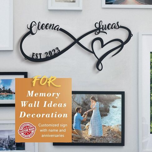 Wedding Gifts for Couples, Personalized Metal Sign With Couples Name and Date, Anniversary Valentines Day Gifts for her him Bridal Shower, Infinity Heart Wall Decor in Saudi Arabia