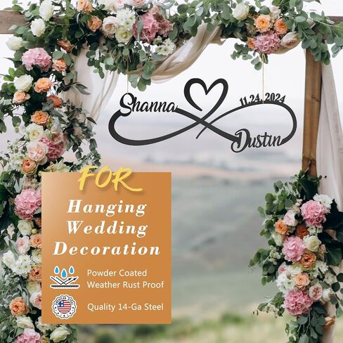 Wedding Gifts for Couples, Personalized Metal Sign With Couples Name and Date, Anniversary Valentines Day Gifts for her him Bridal Shower, Infinity Heart Wall Decor in Saudi Arabia