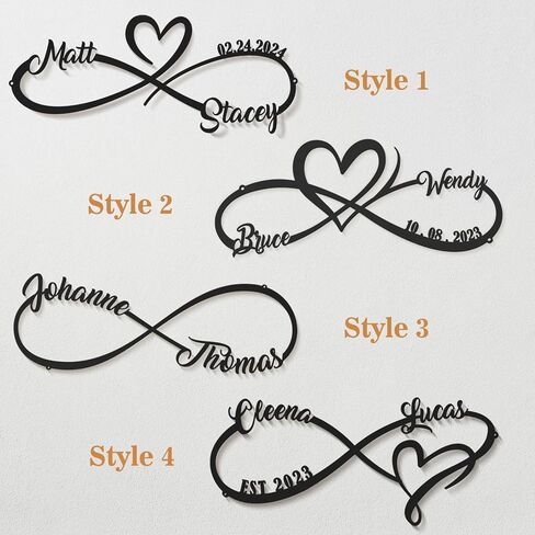 Wedding Gifts for Couples, Personalized Metal Sign With Couples Name and Date, Anniversary Valentines Day Gifts for her him Bridal Shower, Infinity Heart Wall Decor in Saudi Arabia