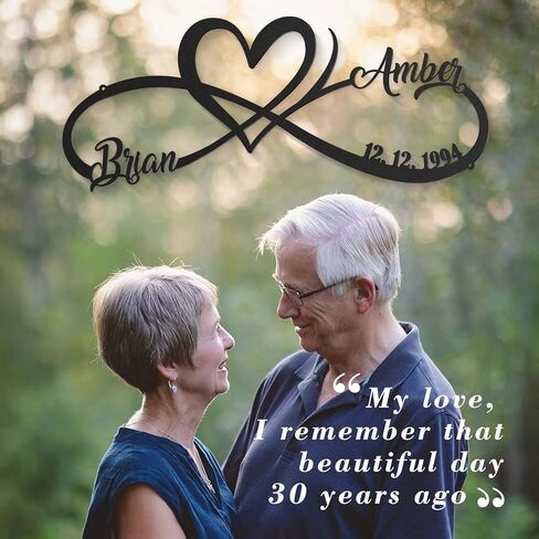 Wedding Gifts for Couples, Personalized Metal Sign With Couples Name and Date, Anniversary Valentines Day Gifts for her him Bridal Shower, Infinity Heart Wall Decor in Saudi Arabia