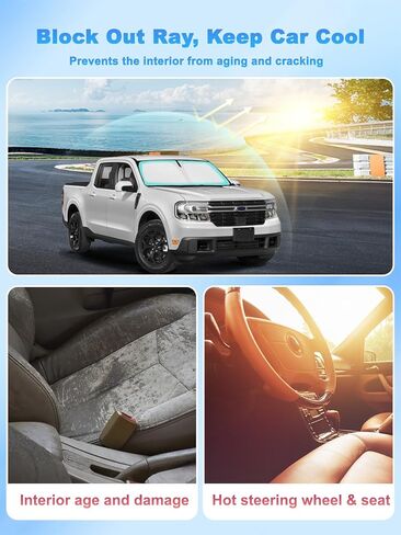 INSAUTO Windshield Sun Shade for 2022 2023 2024 2025 Ford Maverick Accessories, [Upgraded 7-Layer Protection], Foldable Front Windshield Sunshade, Block Out UV Rays & Heat, Keep Car Cool in Kuwait