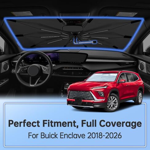 مظلة شمسية للزجاج الأمامي لسيارة Buick Enclave 2018-2026، مظلة شمسية قابلة للطي لنافذة السيارة الأمامية، حماية من الأشعة فوق البنفسجية الداخلية للسيارات بزاوية 360 درجة لوقوف السيارات في الهواء الطلق، والحفاظ على برودة السيارة in Kuwait