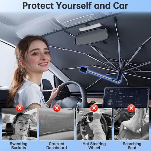 مظلة شمسية للزجاج الأمامي لسيارة Buick Enclave 2018-2026، مظلة شمسية قابلة للطي لنافذة السيارة الأمامية، حماية من الأشعة فوق البنفسجية الداخلية للسيارات بزاوية 360 درجة لوقوف السيارات في الهواء الطلق، والحفاظ على برودة السيارة in Kuwait