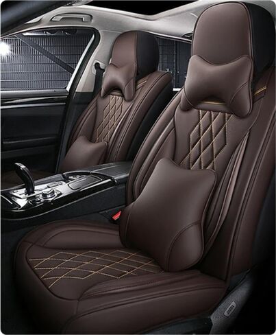 Leather Car Seat Covers for Chevy Impala 2000-2020 Waterproof,Breathable and Non-Slip Napa Leather Car Interior Seat Covers,Comfortable and Durable,Easy to Install(5PCS Comfort,Coffee) in Saudi Arabia