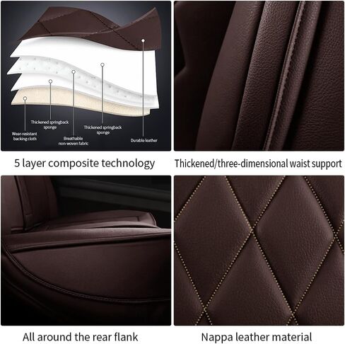 Leather Car Seat Covers for Chevy Impala 2000-2020 Waterproof,Breathable and Non-Slip Napa Leather Car Interior Seat Covers,Comfortable and Durable,Easy to Install(5PCS Comfort,Coffee) in Saudi Arabia