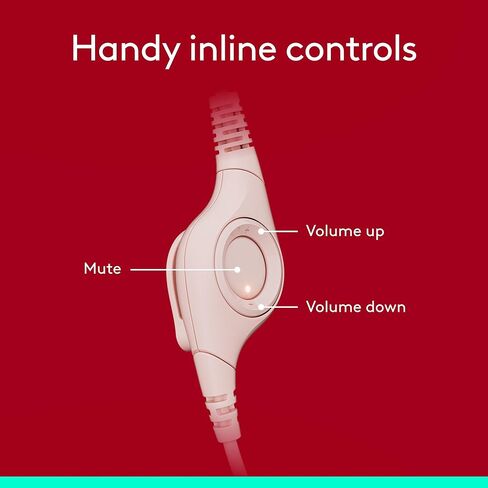 سماعة رأس سلكية من لوجيتك H390 للكمبيوتر الشخصي/الكمبيوتر المحمول، سماعات رأس استريو مع ميكروفون عازل للضوضاء، USB-A، عناصر تحكم مدمجة لاجتماعات الفيديو والموسيقى والألعاب وما بعدها - وردي (متجدد) in Kuwait