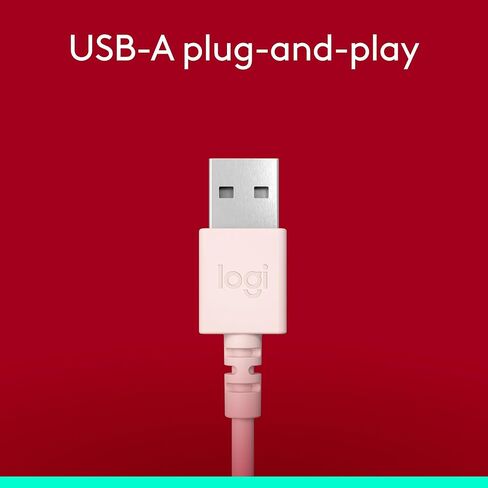 سماعة رأس سلكية من لوجيتك H390 للكمبيوتر الشخصي/الكمبيوتر المحمول، سماعات رأس استريو مع ميكروفون عازل للضوضاء، USB-A، عناصر تحكم مدمجة لاجتماعات الفيديو والموسيقى والألعاب وما بعدها - وردي (متجدد) in Kuwait