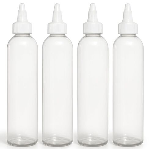 BRIGHTFROM Twist Top Applicator Bottles, Clear 8 OZ BPA-Free Plastic, Empty, Squeeze, Refillable - Open/Close Nozzle - Multi Purpose (Pack of 2) in Kuwait