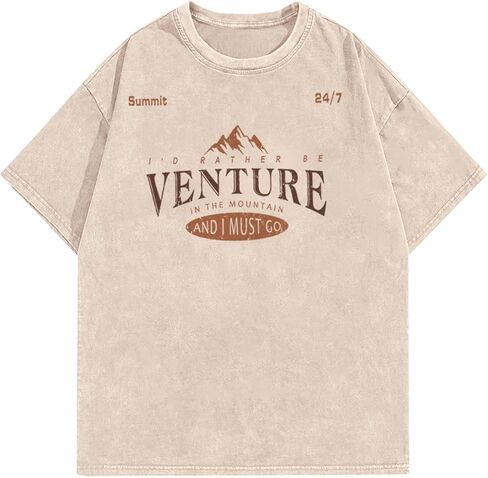 YTD Mountains Graphic T-Shirts for Men Women Acid Wash Oversized Tees in Kuwait