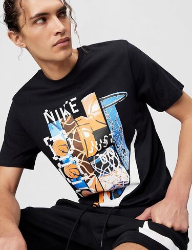 Nike Men's Basketball Graphic T-Shirt, Black, Medium in Saudi Arabia