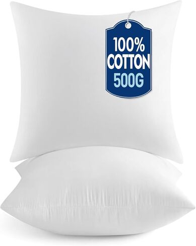 MIULEE 18x18 Pillow Inserts,Set of 2 100% Virgin Microfiber with Cotton Cover Throw Pillows for Couch Sofa and Bed in Kuwait