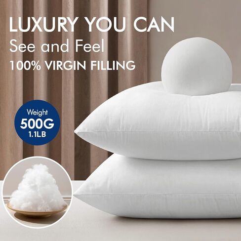 MIULEE 18x18 Pillow Inserts,Set of 2 100% Virgin Microfiber with Cotton Cover Throw Pillows for Couch Sofa and Bed in Kuwait