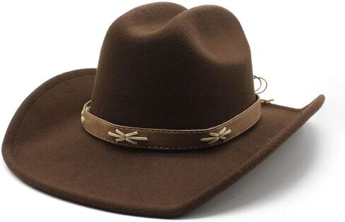 Western Cowboy Hat with Leather Band, Wool Felt, Cream White in Saudi Arabia