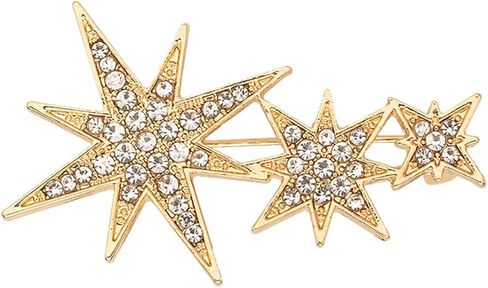 Crystal Starburst Brooch Pin Gold or Silver Rhinestone Star Lapel Pin for Women Suit Dress Scarf Wedding Prom in Saudi Arabia