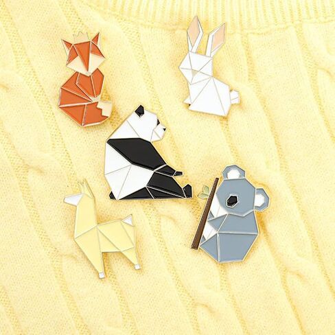 5 قطعة دبابيس بروش الحيوان لطيف السائبة الثعلب الأرنب بروش دبوس الباندا التلبيب دبوس اوريغامي الحيوان دبوس للنساء الحيوانات عاشق هدايا عيد الميلاد مجوهرات in Kuwait