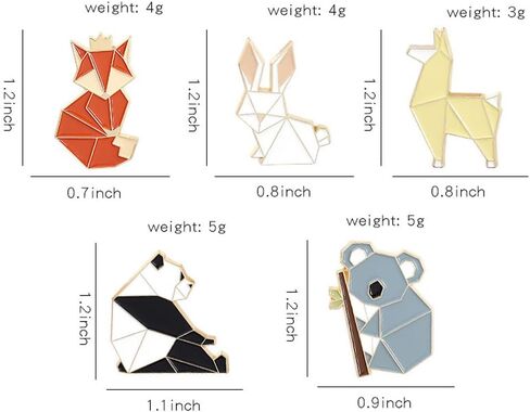 5 قطعة دبابيس بروش الحيوان لطيف السائبة الثعلب الأرنب بروش دبوس الباندا التلبيب دبوس اوريغامي الحيوان دبوس للنساء الحيوانات عاشق هدايا عيد الميلاد مجوهرات in Kuwait