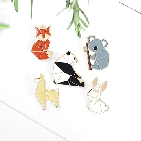 5 قطعة دبابيس بروش الحيوان لطيف السائبة الثعلب الأرنب بروش دبوس الباندا التلبيب دبوس اوريغامي الحيوان دبوس للنساء الحيوانات عاشق هدايا عيد الميلاد مجوهرات in Kuwait