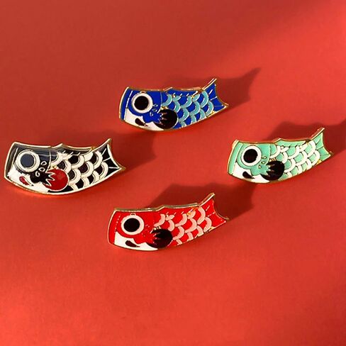 4Pcs Japanese Koi Fish Brooch, Cute Cartoon Red Black Koi Enamel Pin, Alloy Metal Animal Badge for Clothes Backpacks, Aesthetic Lapel Pin Gift for Women Pin Collectors in Kuwait
